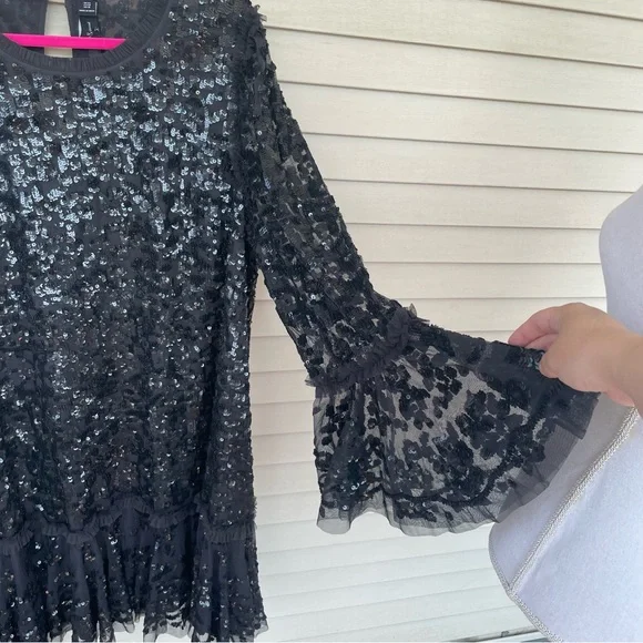 Needle & Thread Sequin Tiered Mini Dress in Graphite Size 18 (NWT) - Picture 6 of 10